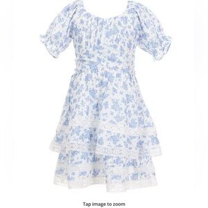 Rare Editions Light Blue and White Floral Dress- size 7 girl